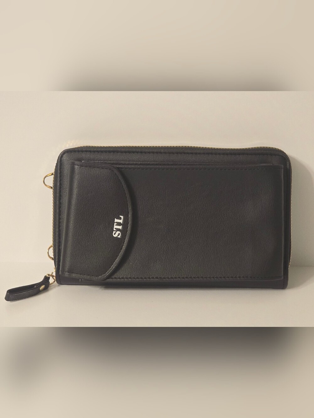 STL Black Zip-Around Women's Crossbody with Detachable Strap and Card Slots